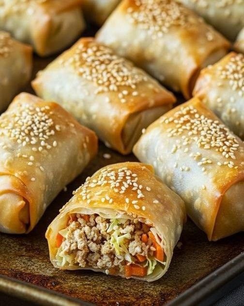Low Carb Baked Chicken Spring Rolls