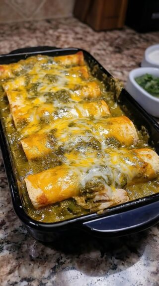 Mexican Green Chile, Chicken And Cheese Enchiladas