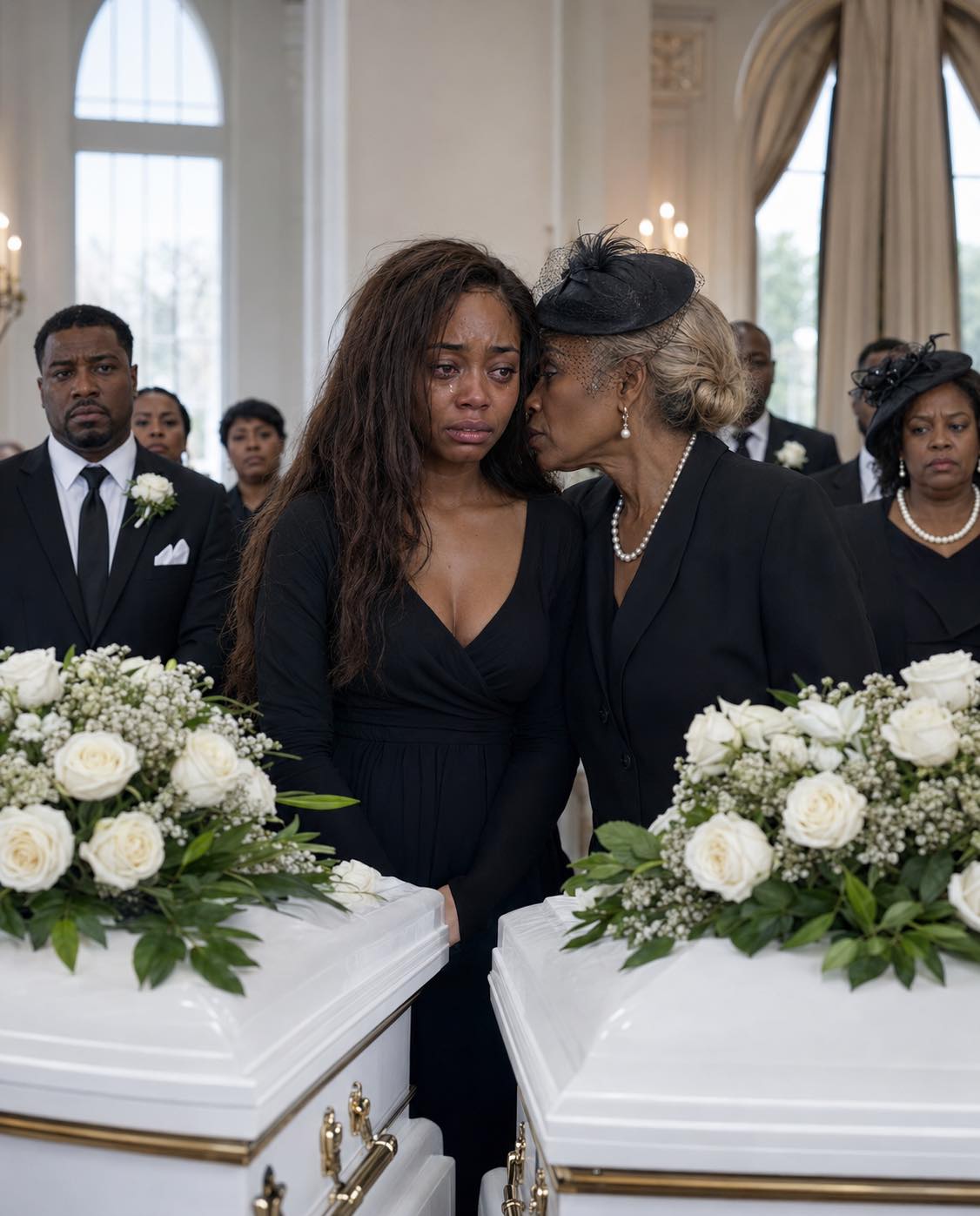 At my twin babies’ funeral, as their tiny coffins lay before me, my mother-in-law leaned close and hissed, “God took them because He knew what kind of mother you were.” I snapped, sobbing, “Can you shut up-just for today?” That’s when she slapped me,