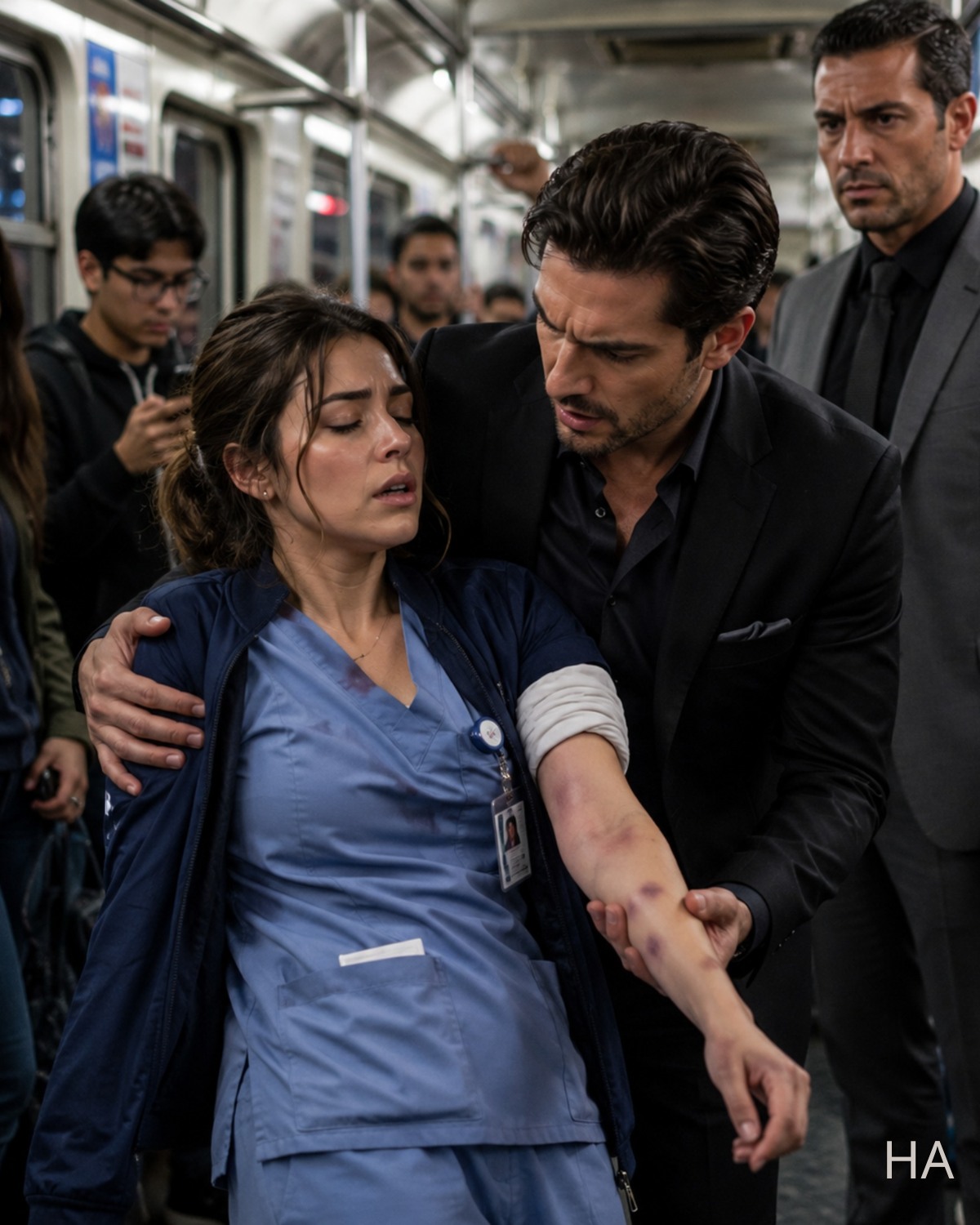 She Fainted on the Subway with Bruises on Her Arms… But the Stranger Who Caught Her Didn’t Ask If She Was Okay—He Asked Who Was Killing Her in Silence
