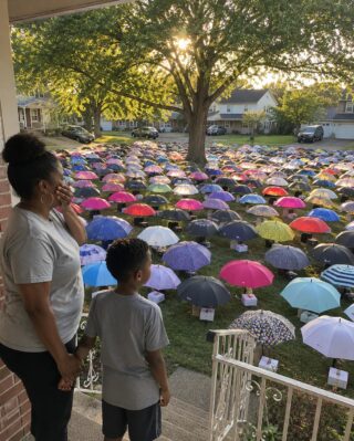When my son came home without the umbrella his late father had given him, I thought I’d be upset. Then he told me who he gave it to. Less than 24 hours later, our front yard was filled with 47 umbrellas and a mystery that had the entire neighborhood gathering outside.