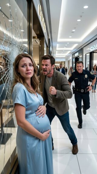 “Nobody will ever believe you,” my husband sneered, gripping my bruised wrist and shoving me into a glass display while I stood seven months pregnant. Certain his wealth made him untouchable, he smiled as terrified shoppers looked away. That smile vanished when the boutique door opened and a police officer stepped inside. The moment he saw the marks on my wrist, he reached for…