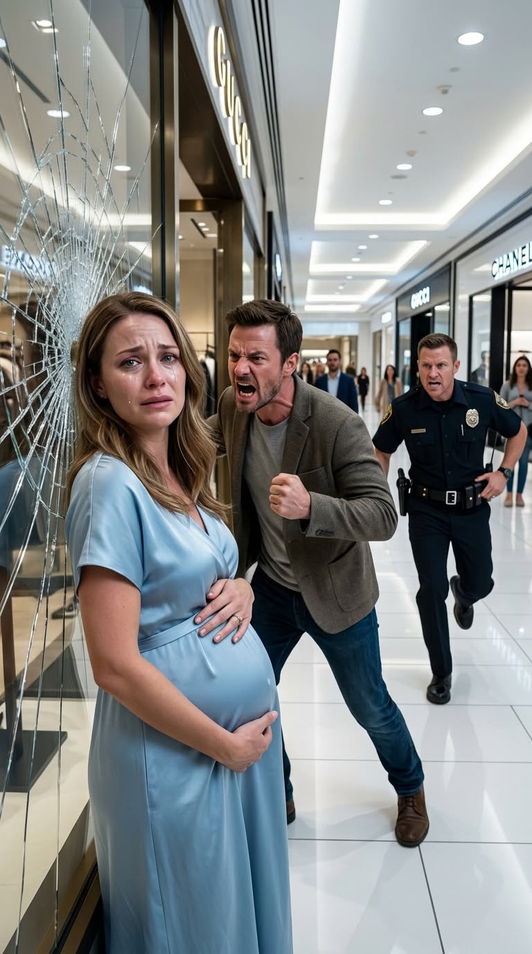 “Nobody will ever believe you,” my husband sneered, gripping my bruised wrist and shoving me into a glass display while I stood seven months pregnant. Certain his wealth made him untouchable, he smiled as terrified shoppers looked away. That smile vanished when the boutique door opened and a police officer stepped inside. The moment he saw the marks on my wrist, he reached for…