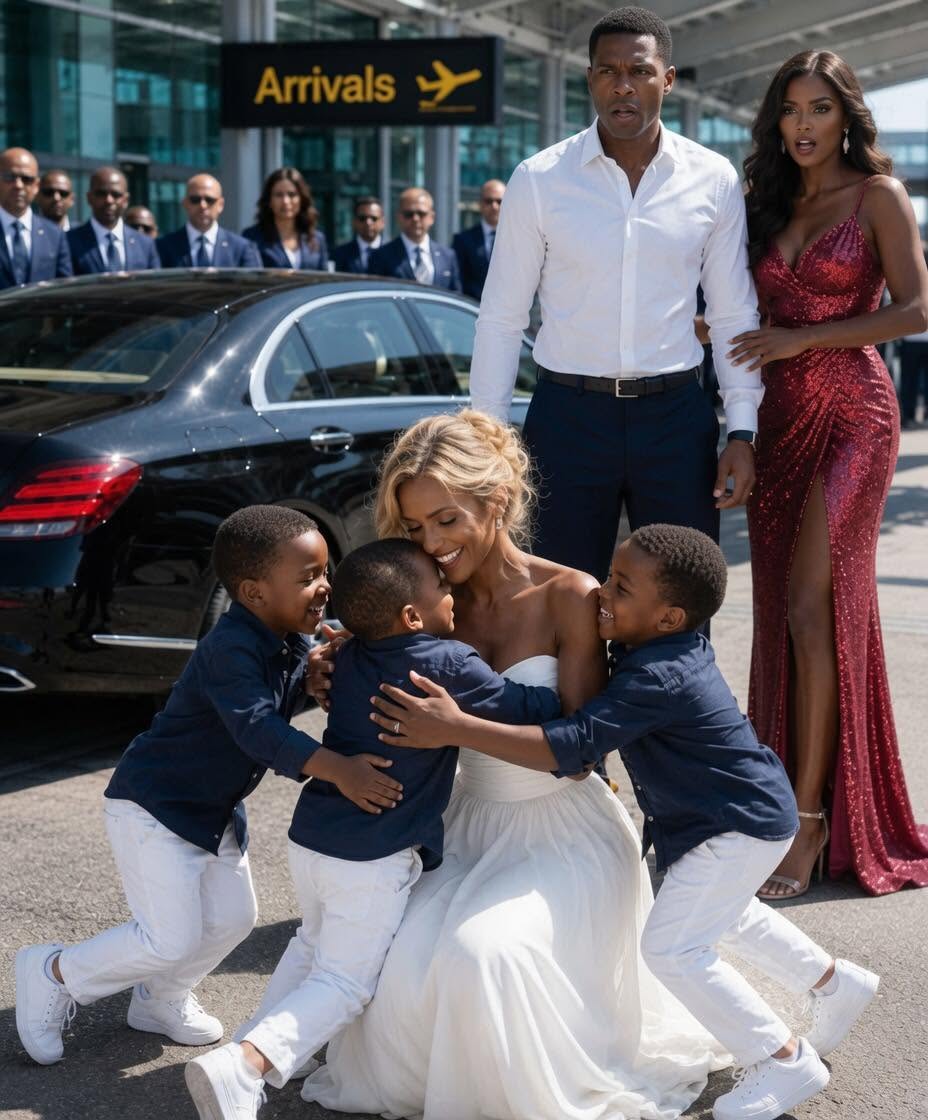 My billionaire ex-husband sat next to me on a flight just to sh3me me—until three little boys stepped out of a Bentley and ran toward me, calling, “Mom!