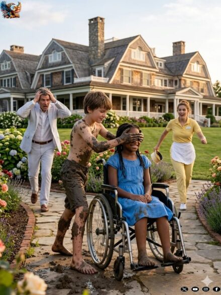 Let me cover your eyes with mud—you’ll see again,” the housekeeper’s son whispered to the blind daughter of a billionaire. What followed stunned every witness into silence.